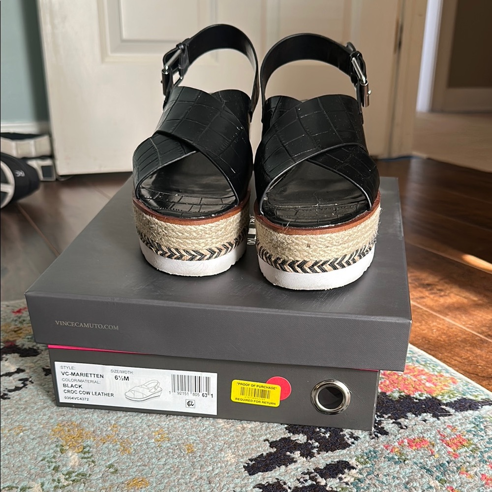 Vince Camuto Black Leather Women's Sandals